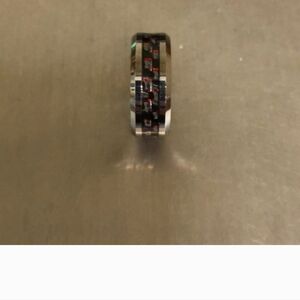 8mm Black and Red Carbon fiber inlay Tungsten Wedding Band
